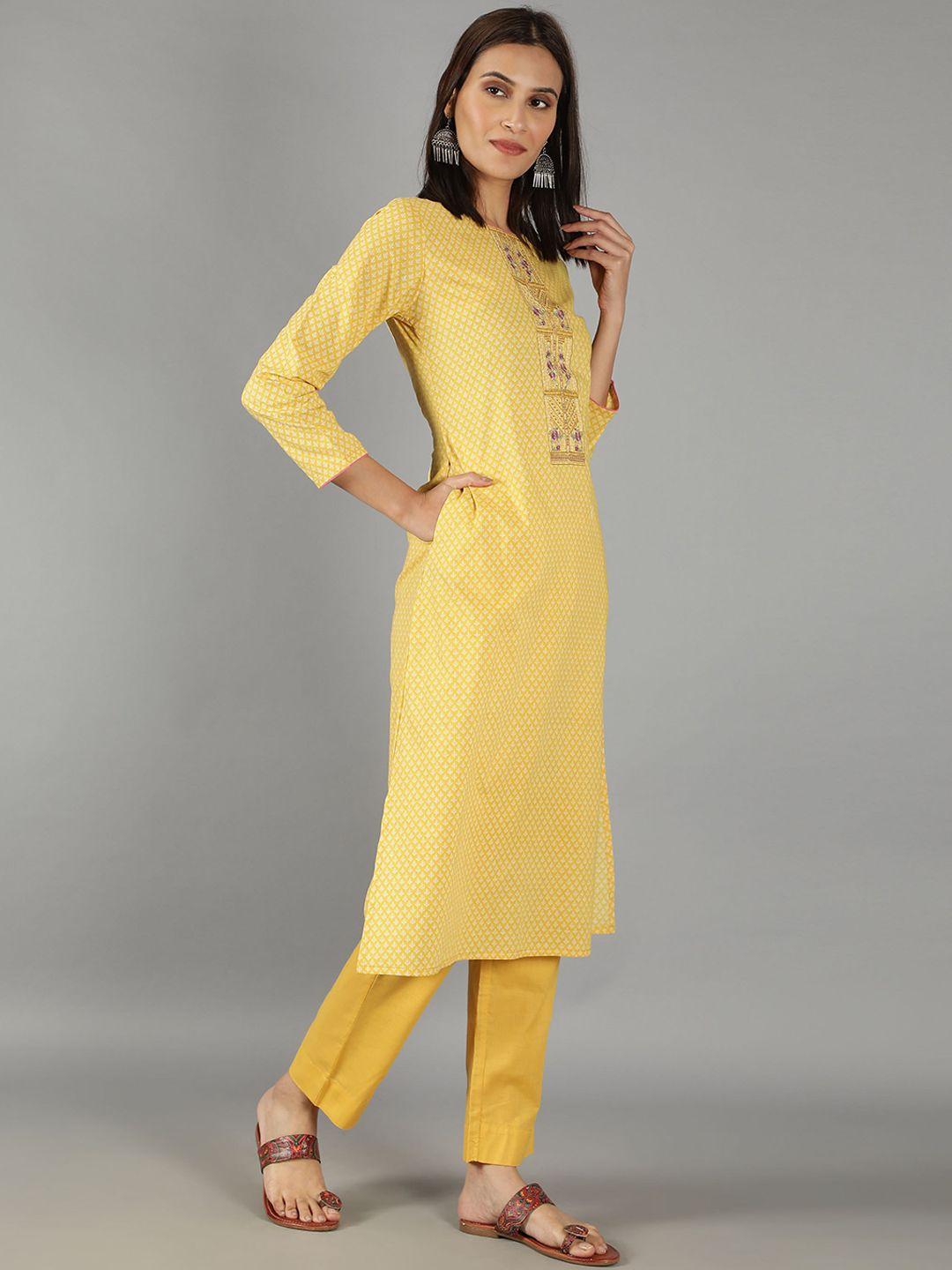 barara ethnic floral printed pure cotton kurta with trousers & withdupatta