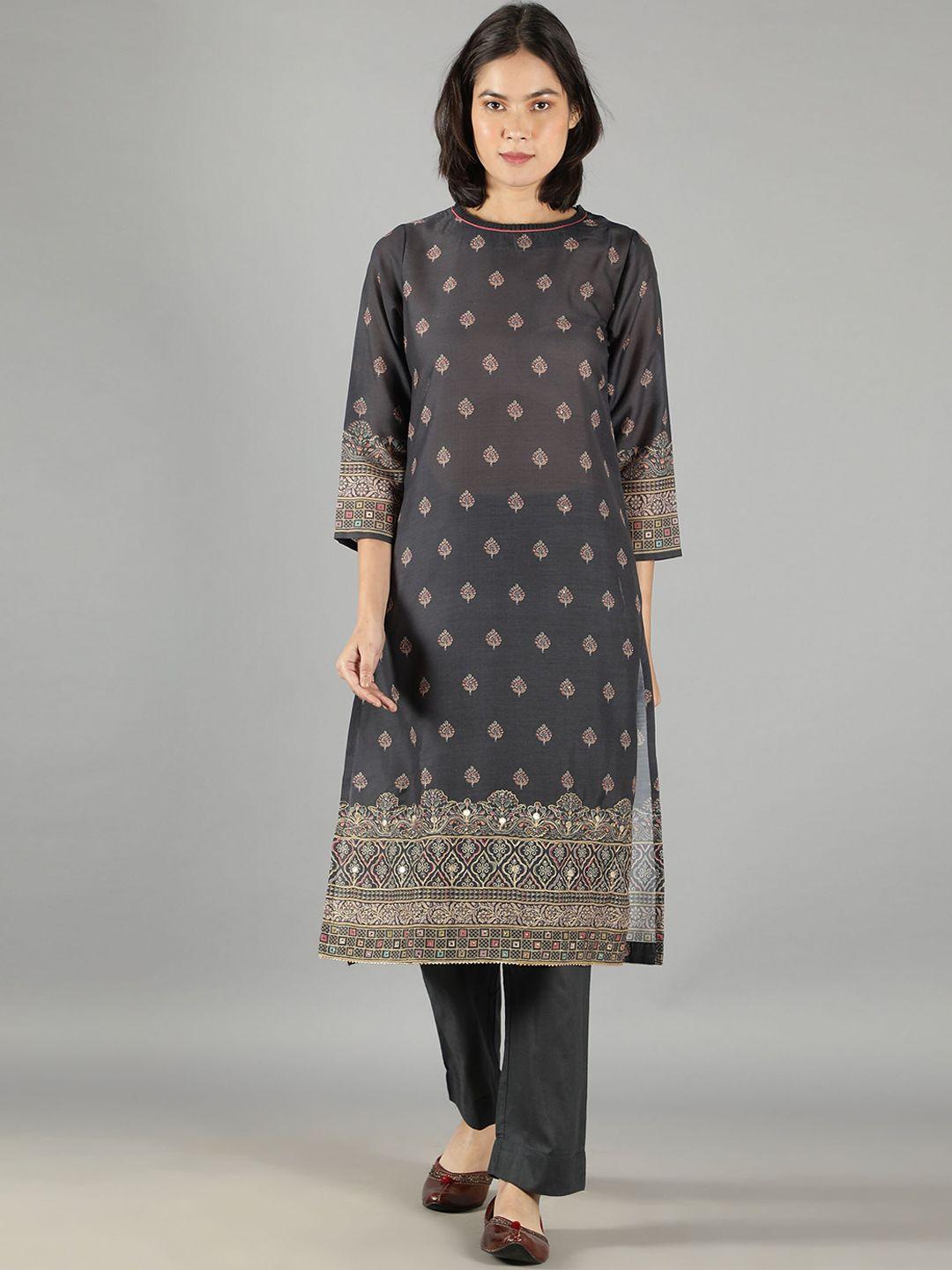 barara ethnic women ethnic motifs printed pure cotton kurta with trousers & dupatta