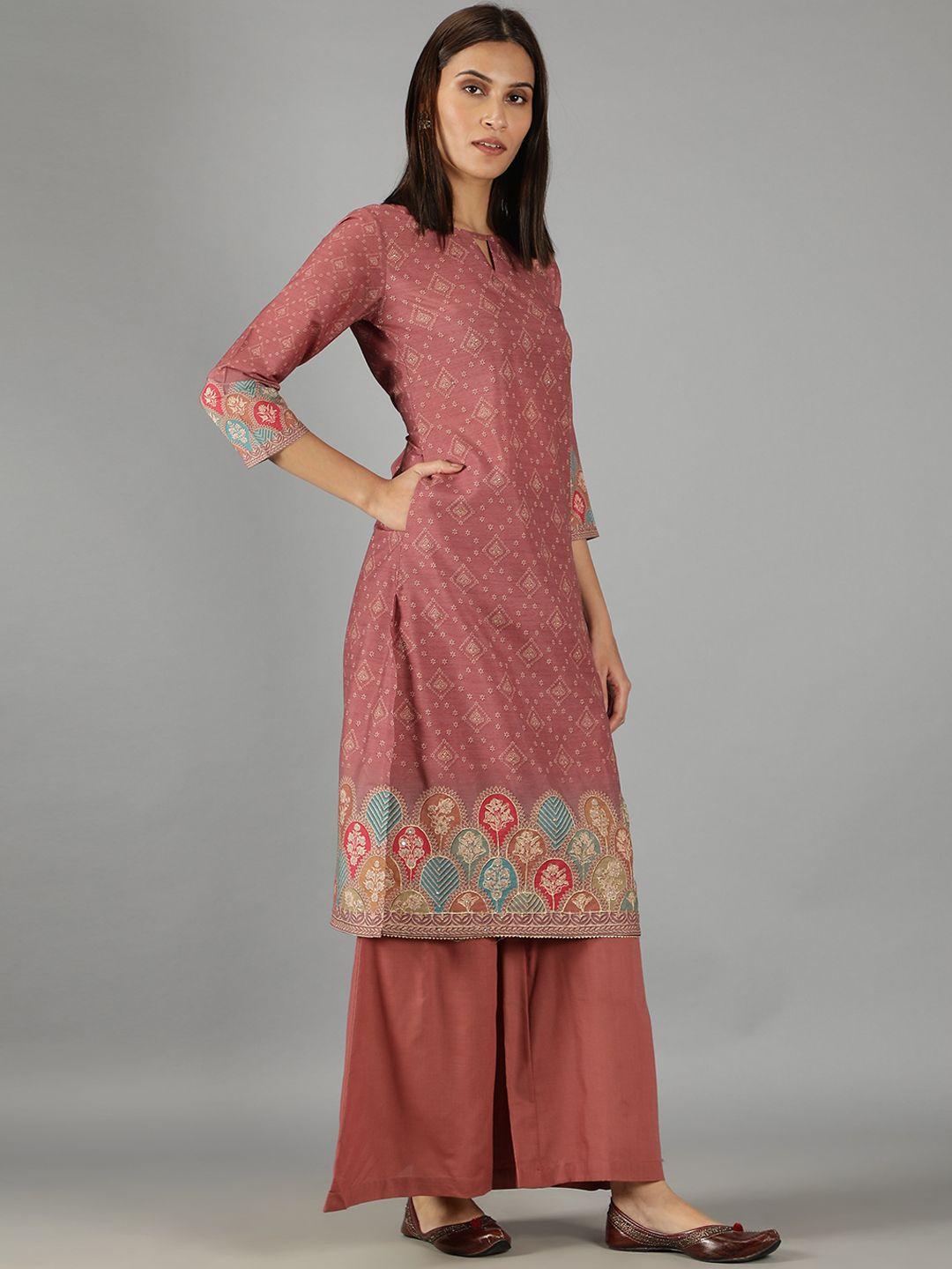 barara ethnic women ethnic motifs printed pure cotton kurta with palazzos & dupatta