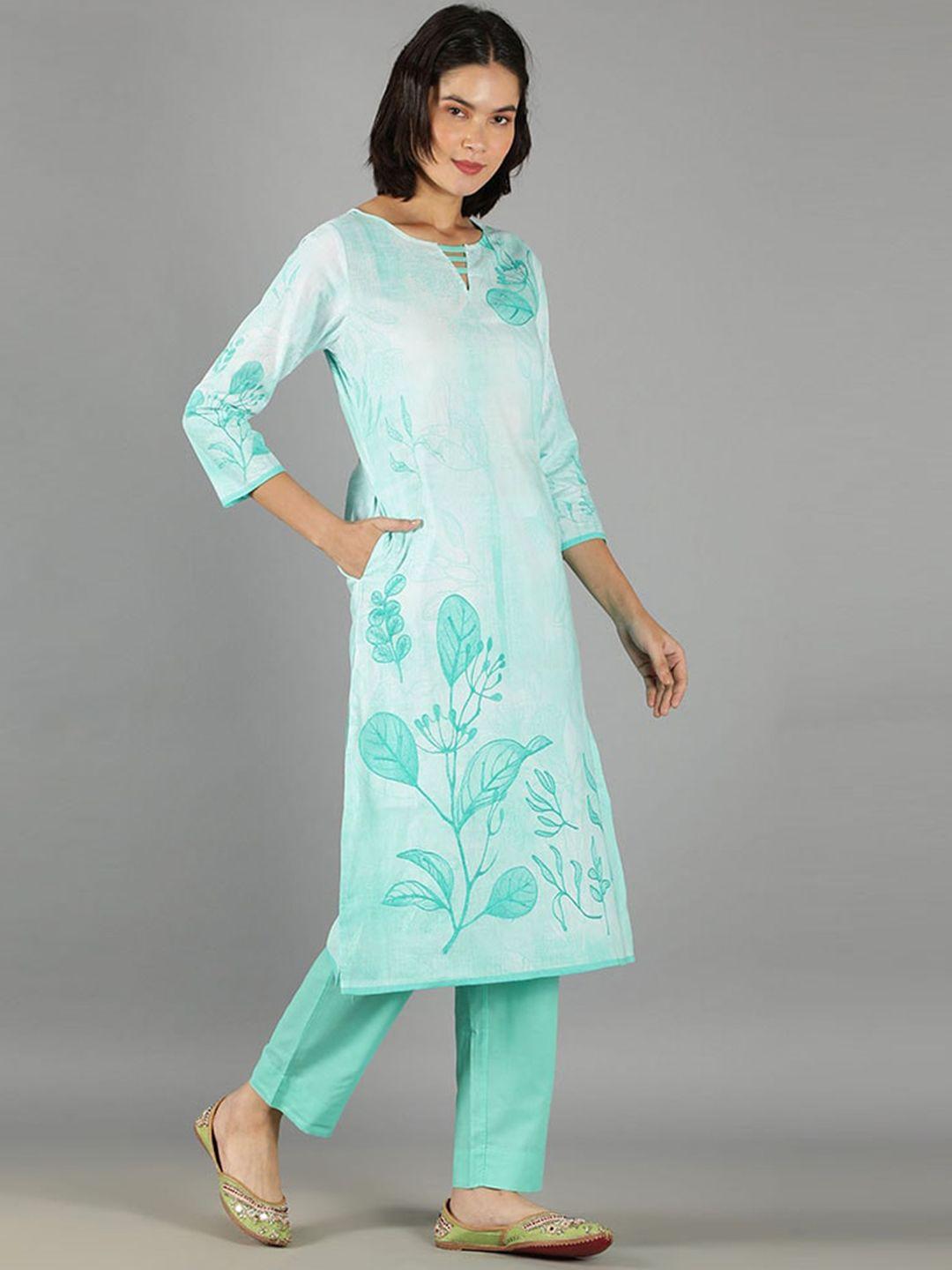 barara ethnic women floral printed pure cotton kurta with trousers & dupatta