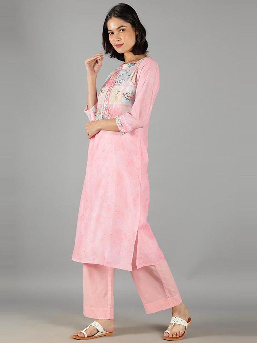 barara ethnic women floral printed pure cotton kurta with palazzos & dupatta