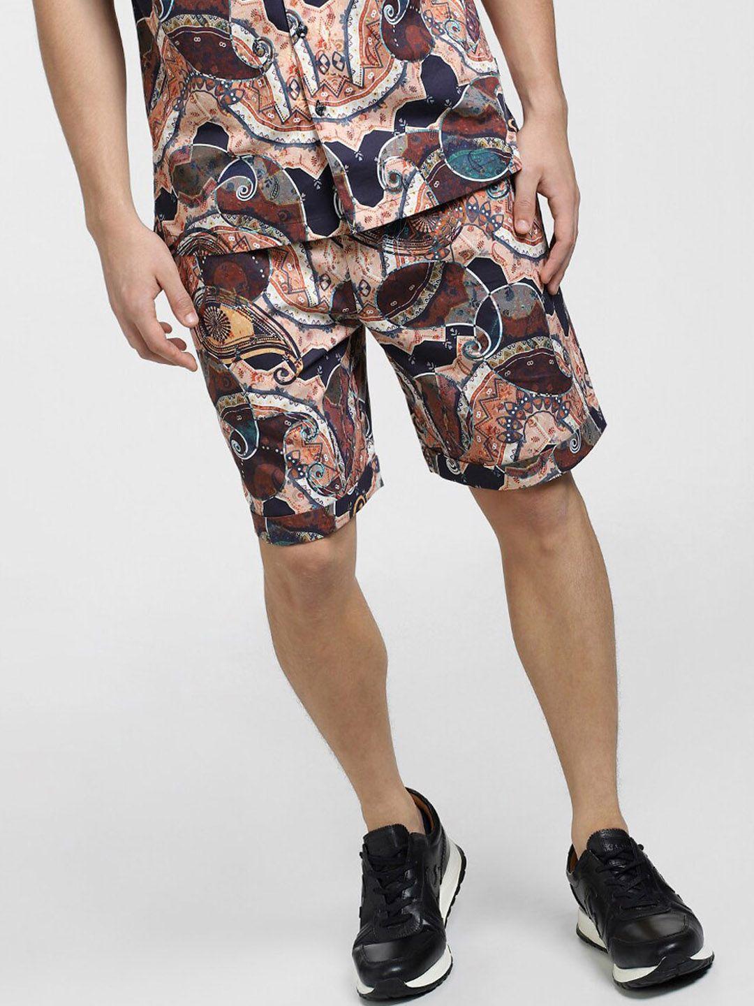 jack & jones men printed cotton high-rise shorts