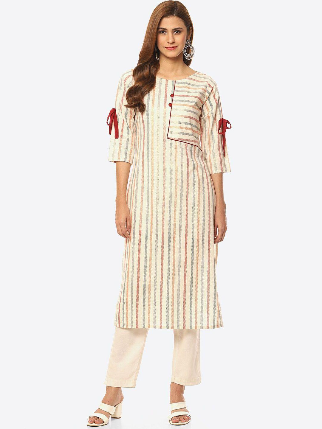 kurti's by menka women striped cotton kurta