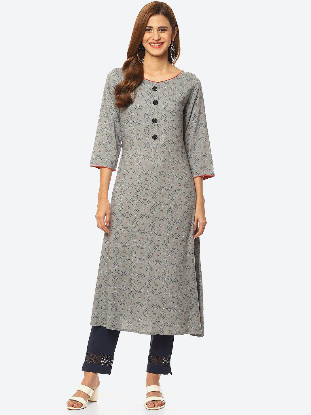 kurti's by menka women geometric printed kurta