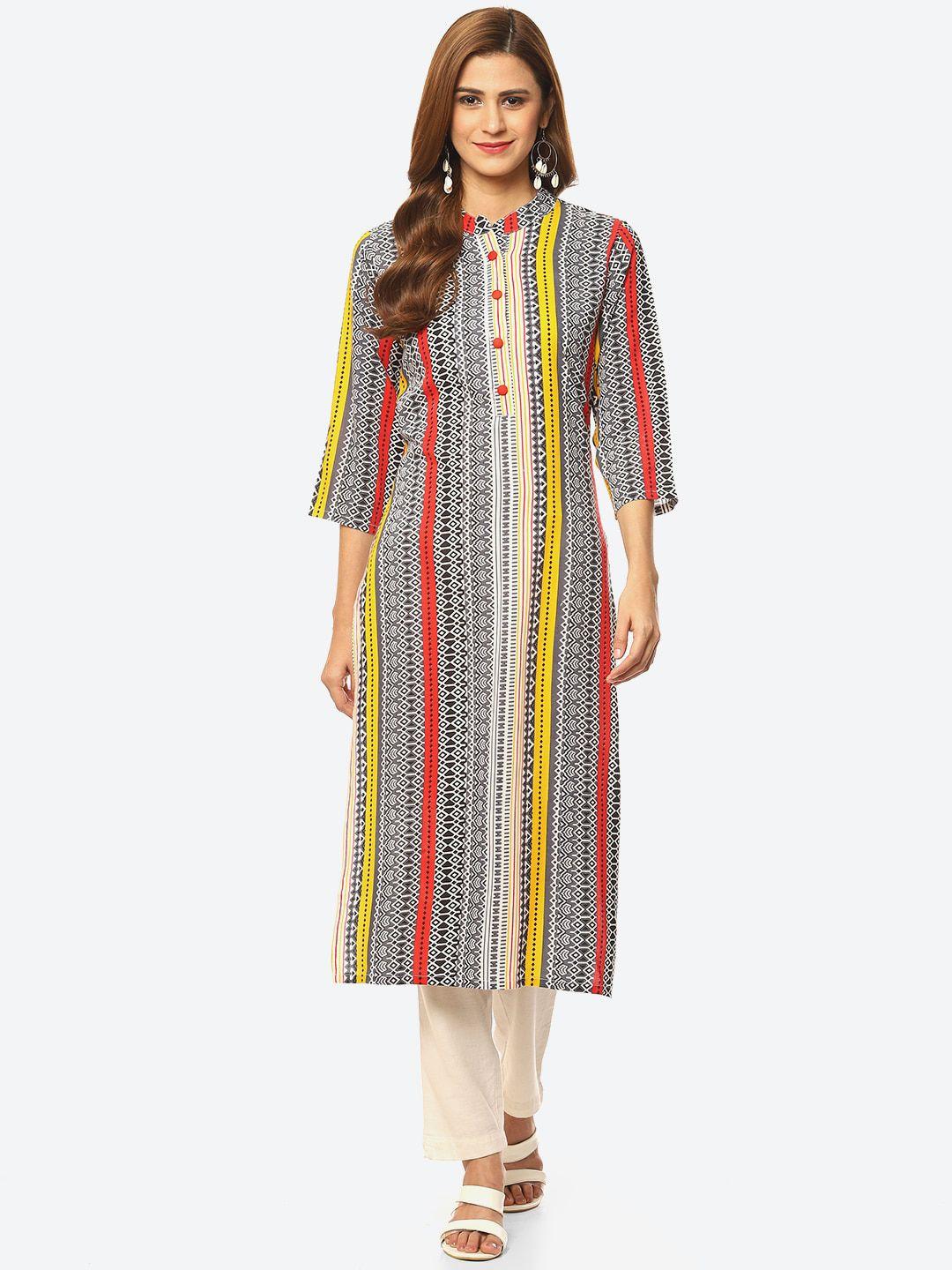 kurti's by menka geometric printed kurta