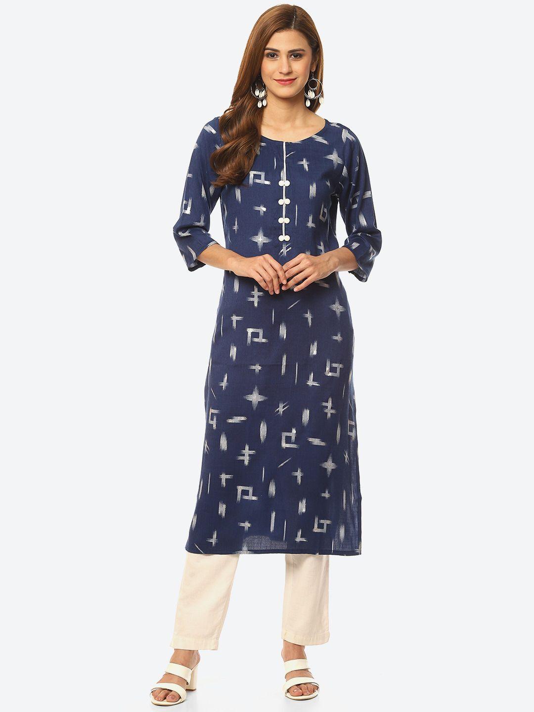 kurti's by menka women round neck printed kurta