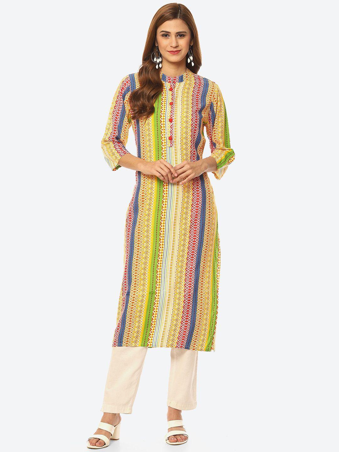 kurti's by menka women ethnic motifs printed kurta