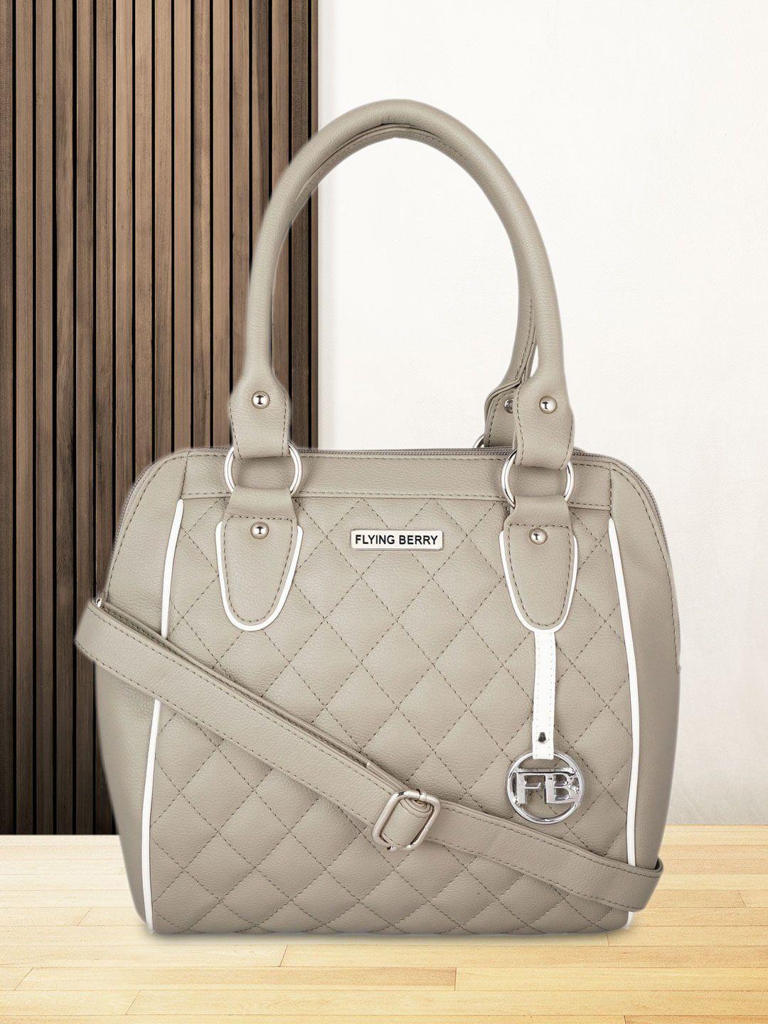 flying berry textured structured pu satchel with quilted