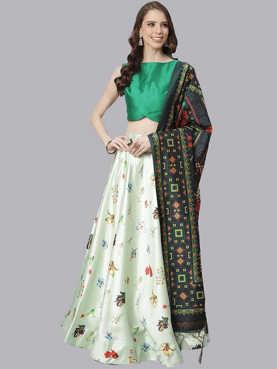 kaizen texo fab semi-stitched lehenga & unstitched blouse with dupatta