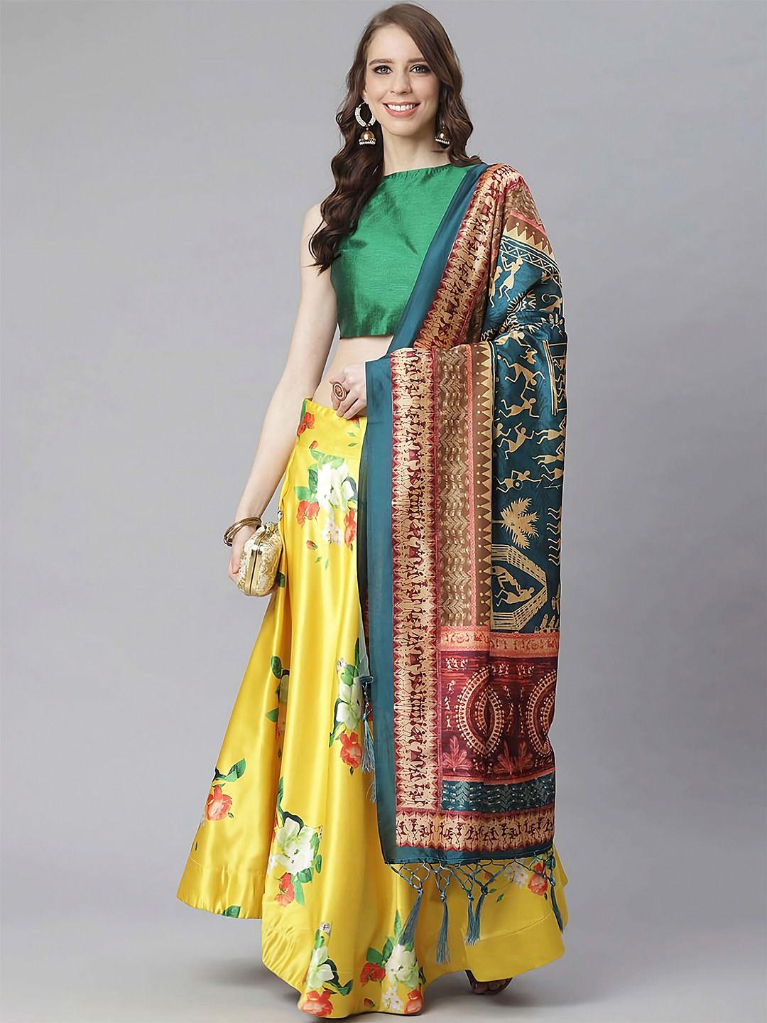 kaizen texo fab semi-stitched lehenga & unstitched blouse with dupatta