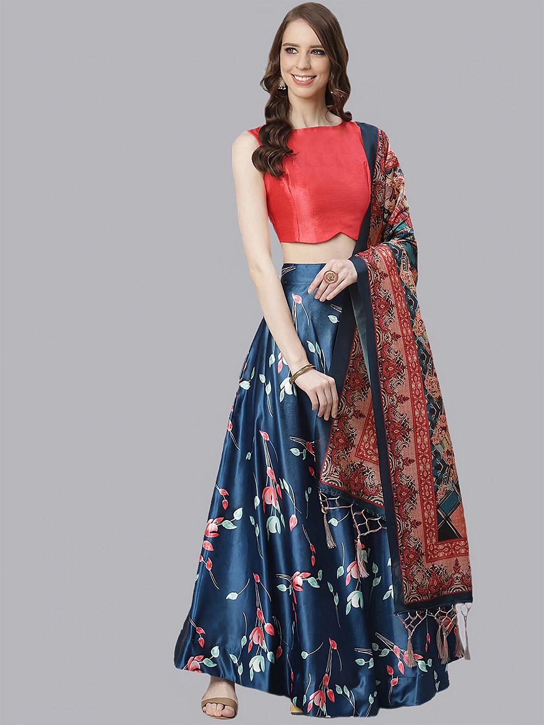 kaizen texo fab semi-stitched lehenga & unstitched blouse with dupatta