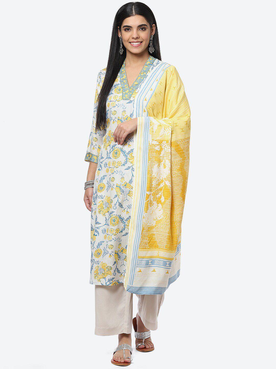 biba floral printed kurta with palazzos & with dupatta