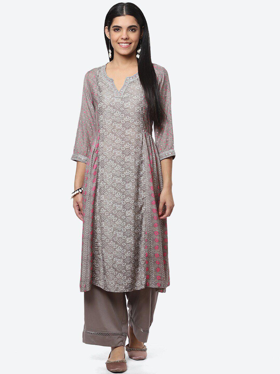 biba women ethnic motifs printed kurta & palazzos with dupatta