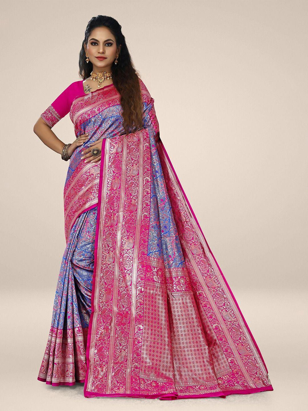 rivana ethnic motifs zari silk blend kanjeevaram saree