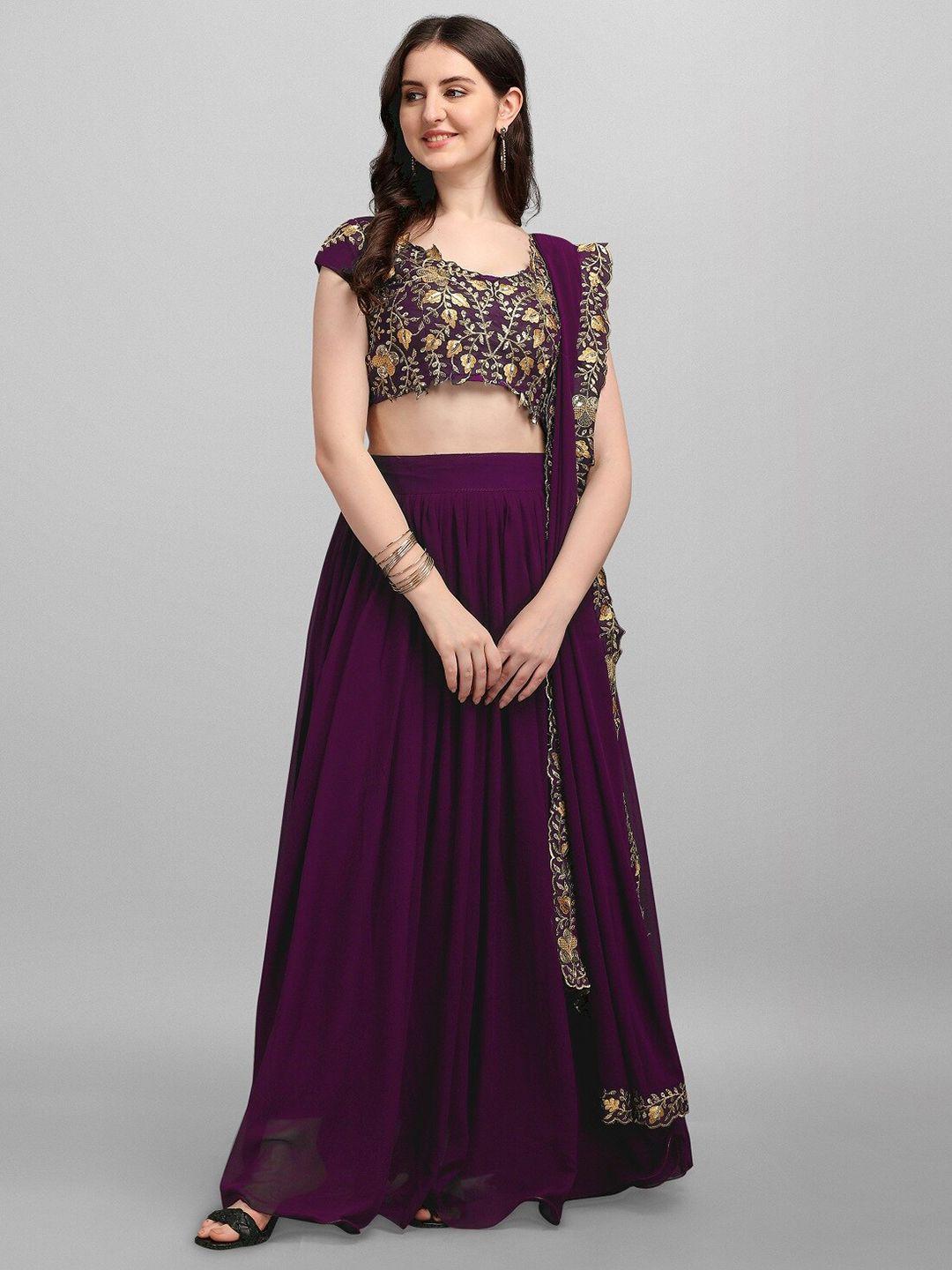 ethnic yard embroidered semi-stitched lehenga & unstitched blouse with dupatta