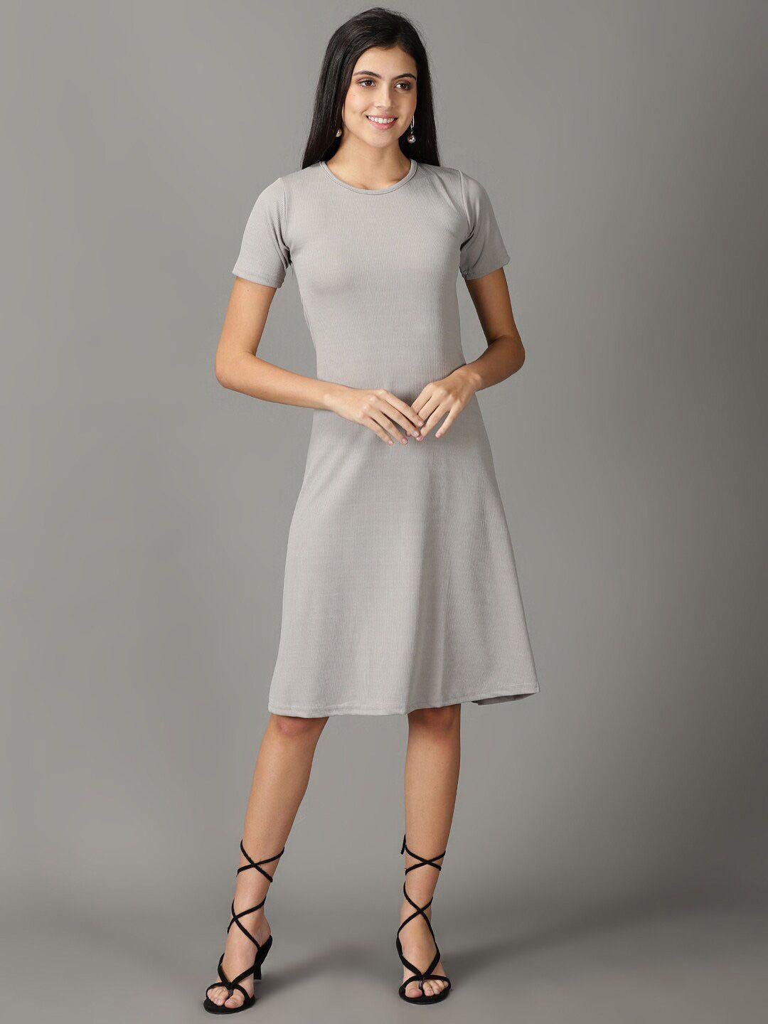 showoff round neck a-line dress