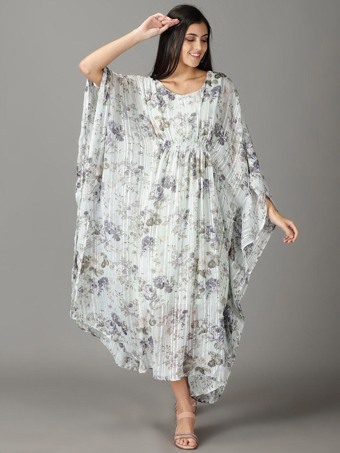 showoff floral printed kaftan midi dress