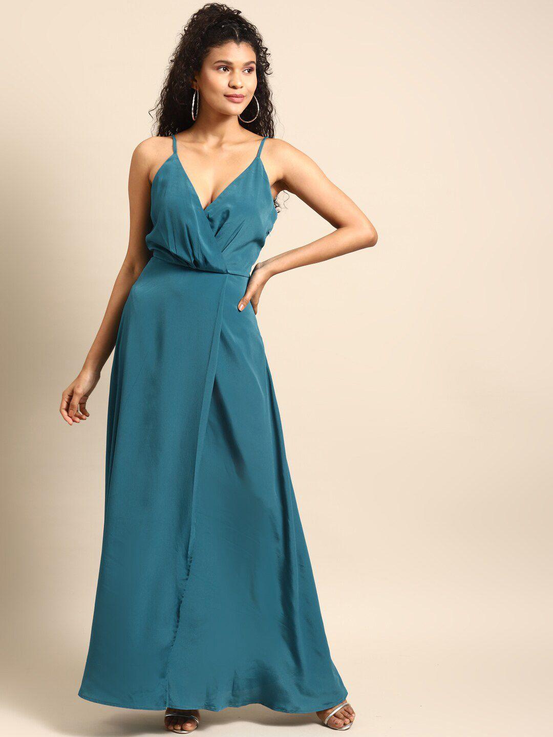 dodo & moa shoulder strap maxi wrap dress