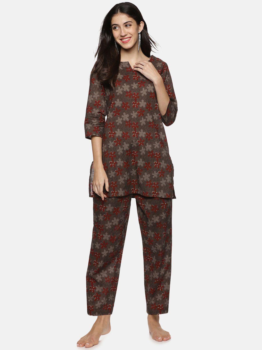 palakh women pure cotton printed night suit