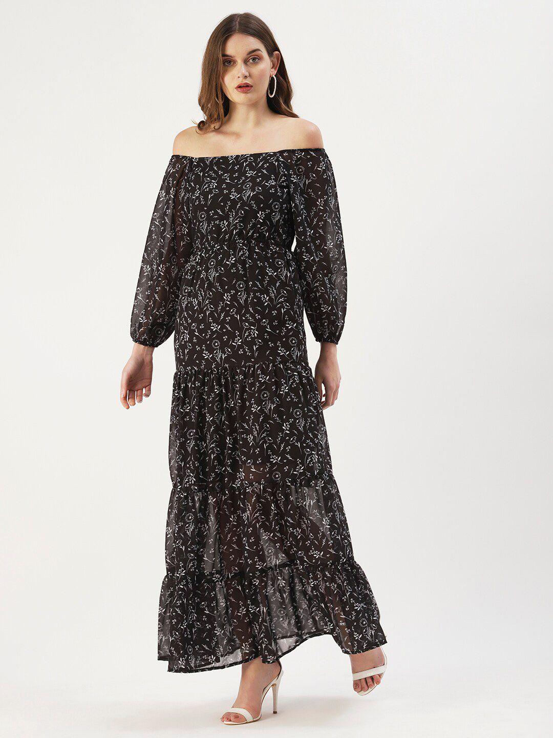 dressberry floral off-shoulder georgette maxi dress