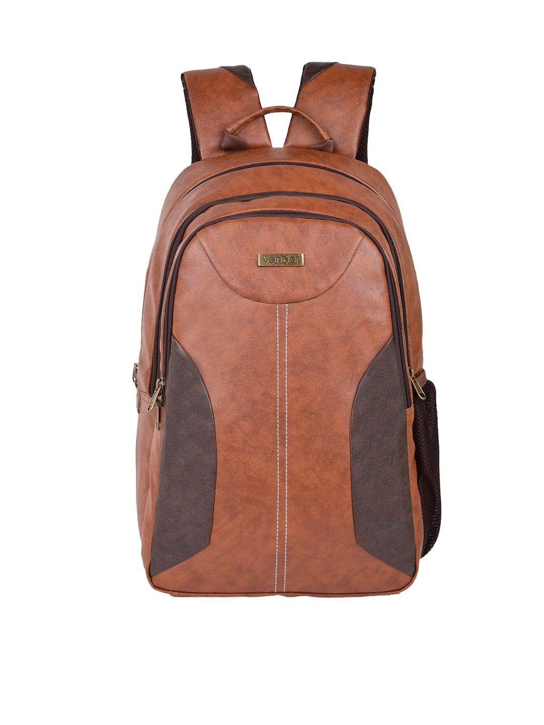 veneer office synthetic leather casual brown backpack