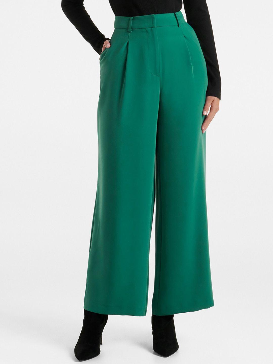 forever new women high-rise pleated wide leg trousers