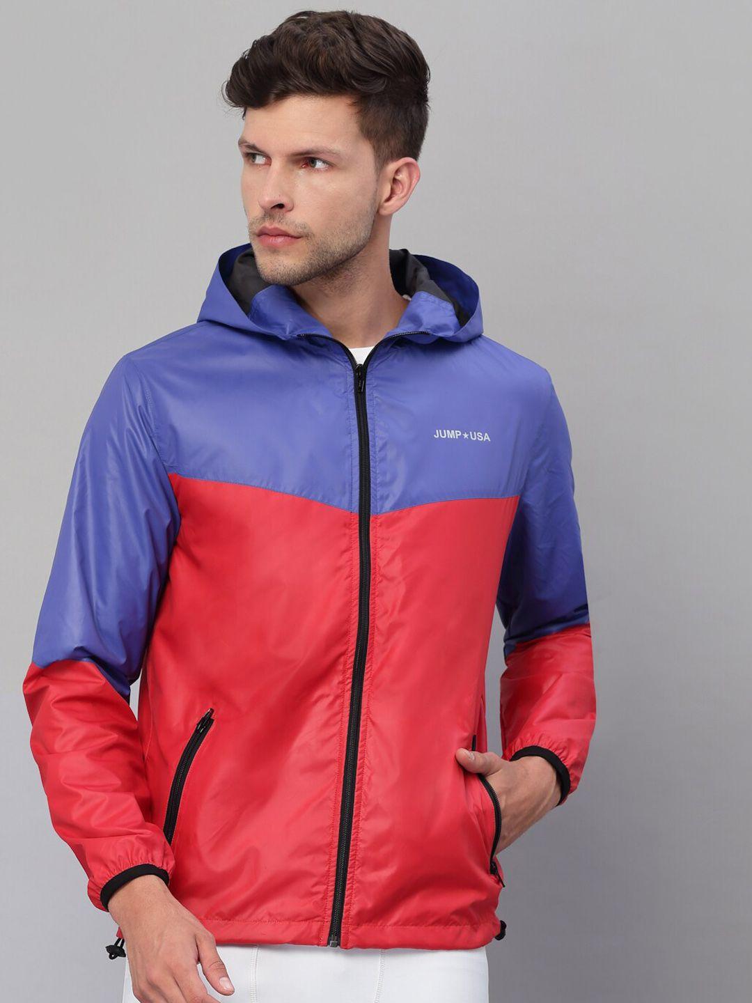 jump usa men colourblocked rapid-dry sporty jacket