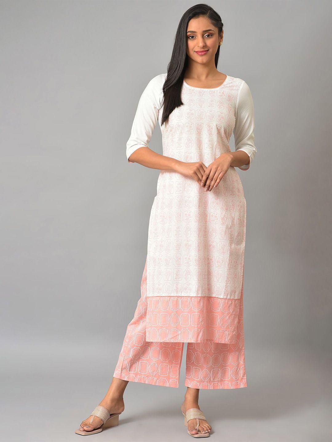 aurelia floral printed pure cotton kurta with palazzos