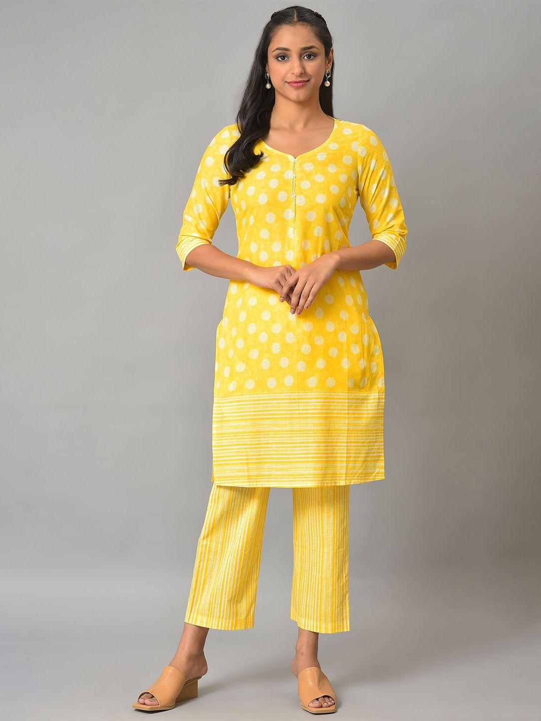 aurelia printed pure cotton kurta with trousers