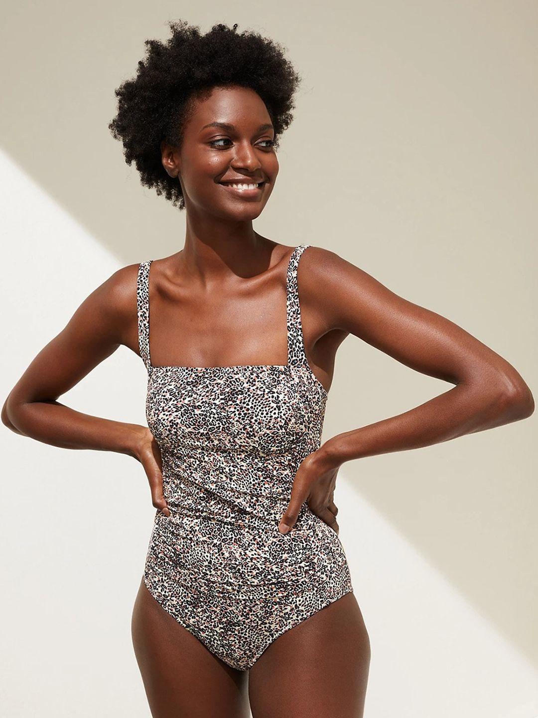 marks & spencer women printed bodysuit swimwear