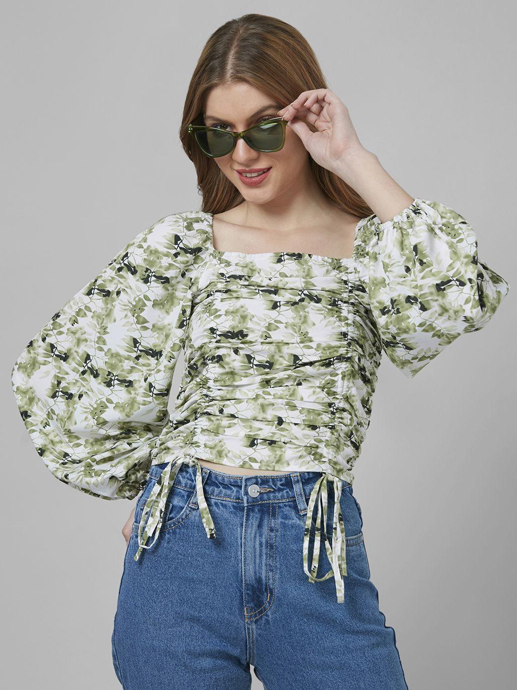 style quotient floral print crepe crop top