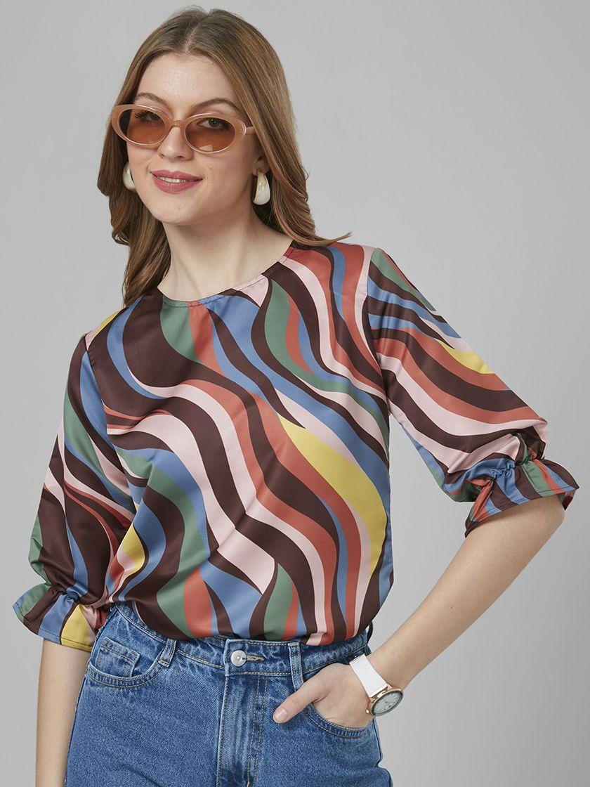 style quotient print blouson top