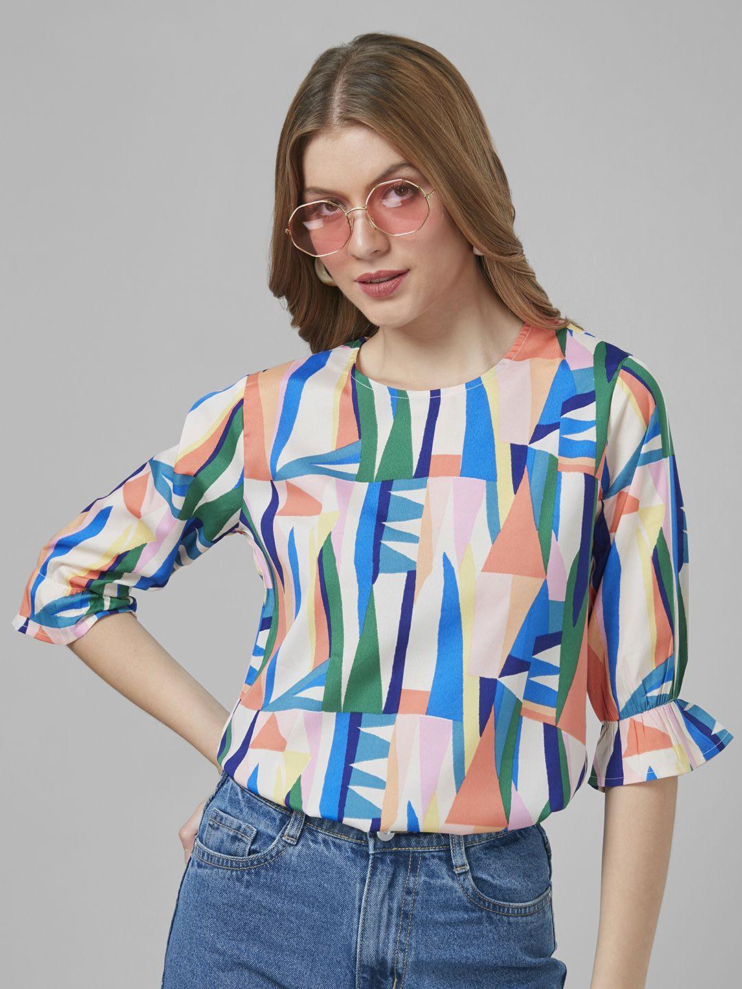 style quotient geometric print top