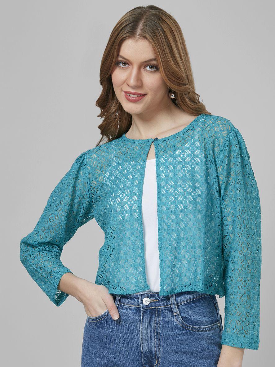 style quotient women self design open front cotton shrug