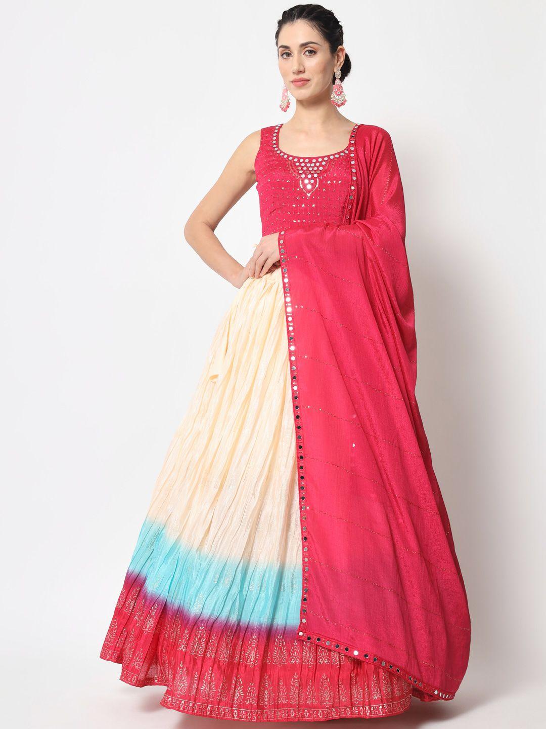 shubhkala embellished semi-stitched lehenga & unstitched blouse with dupatta