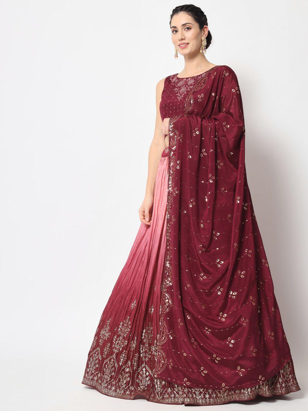 shubhkala  sequinned semi-stitched lehenga & unstitched blouse with dupatta