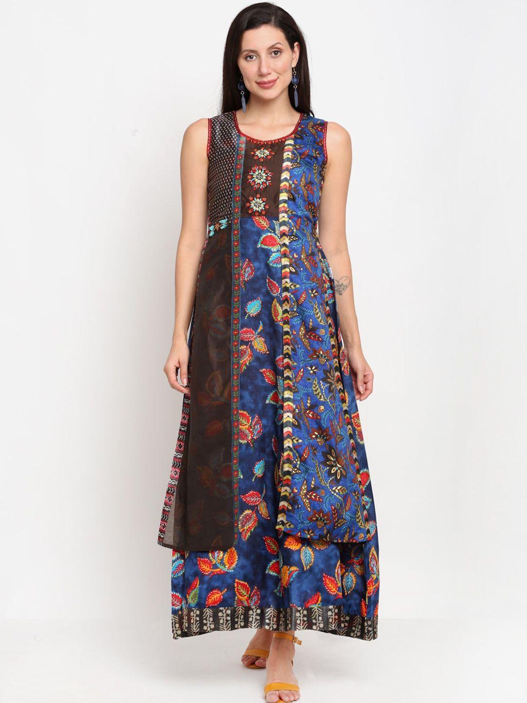 lovely lady ethnic motifs layered ethnic maxi dress