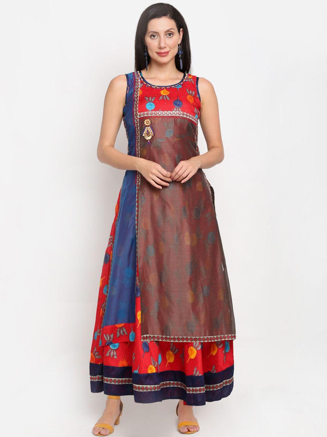 lovely lady ethnic motifs layered ethnic maxi dress