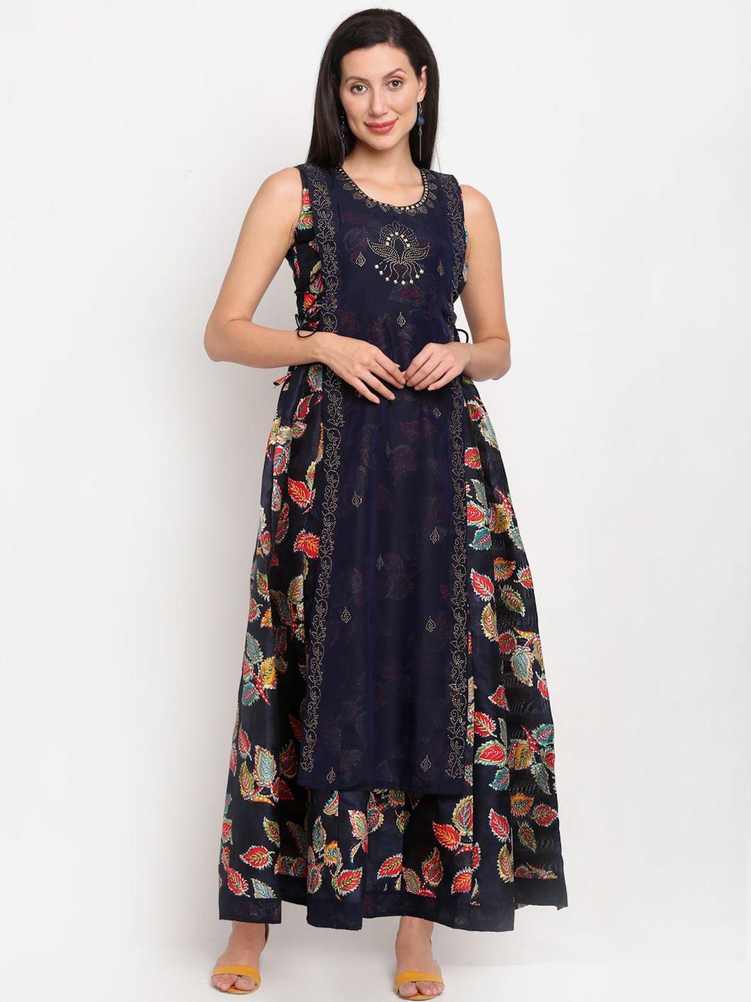 lovely lady floral printed ethnic round neck maxi dress