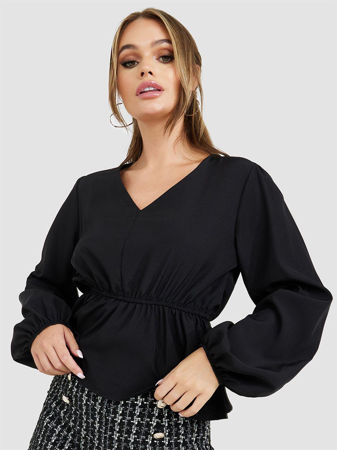 styli v neck cinched waist top