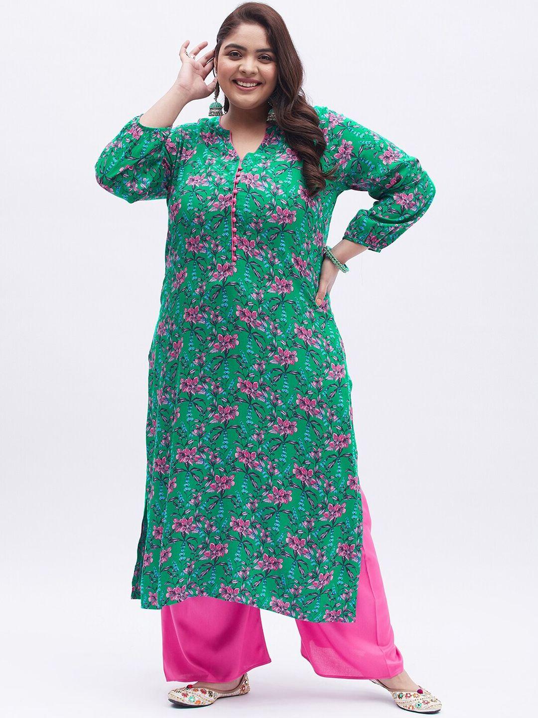 tissu plus size floral printed kurta with palazzos