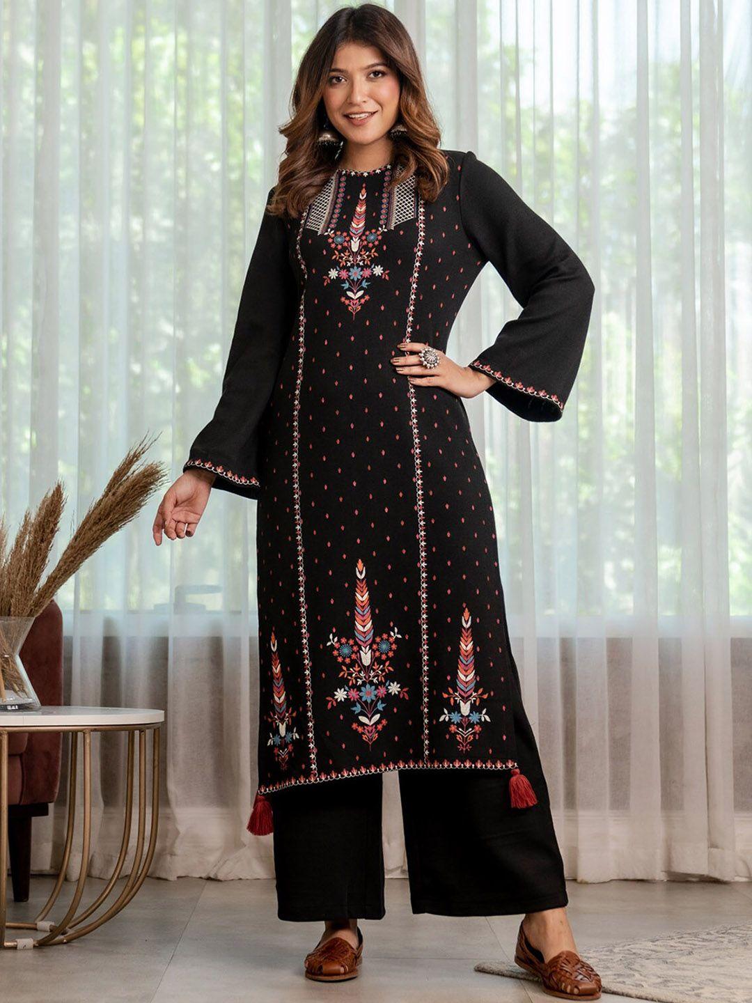 rustorange ethnic motifs printed acrylic kurta