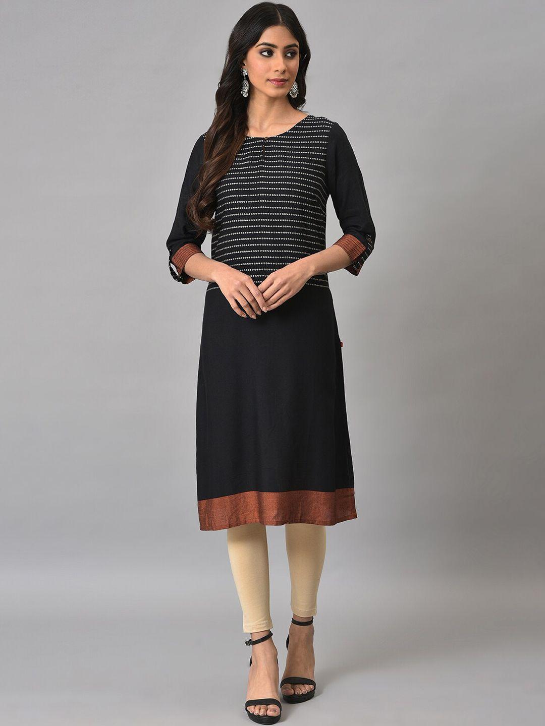 w women striped printed kurta with leggings