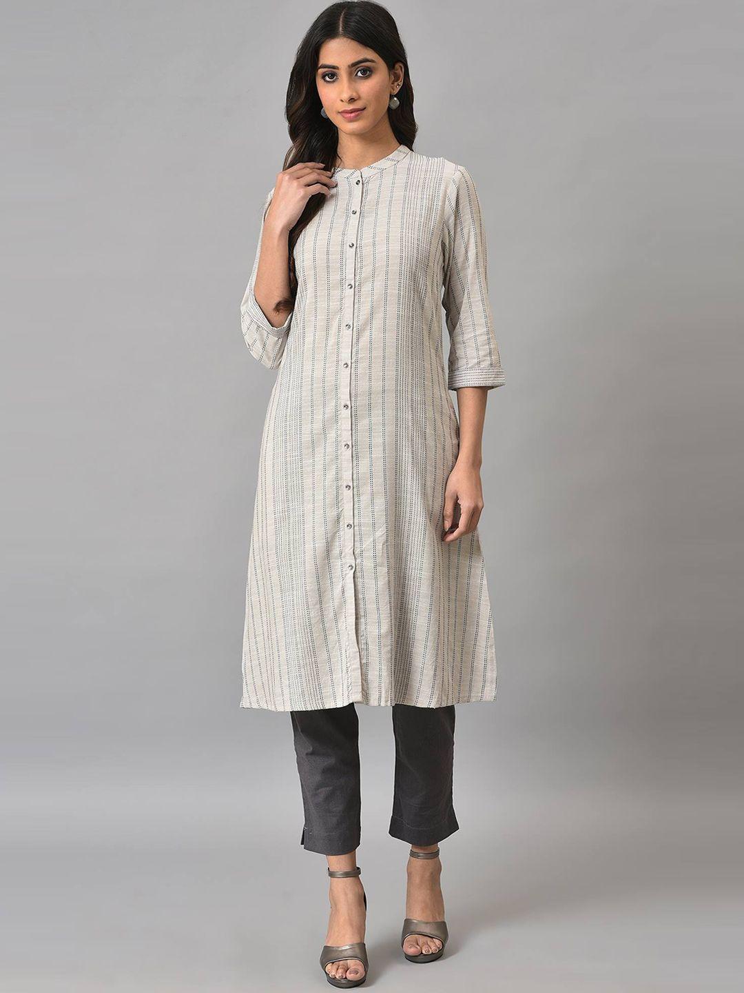 w women striped cotton kurta