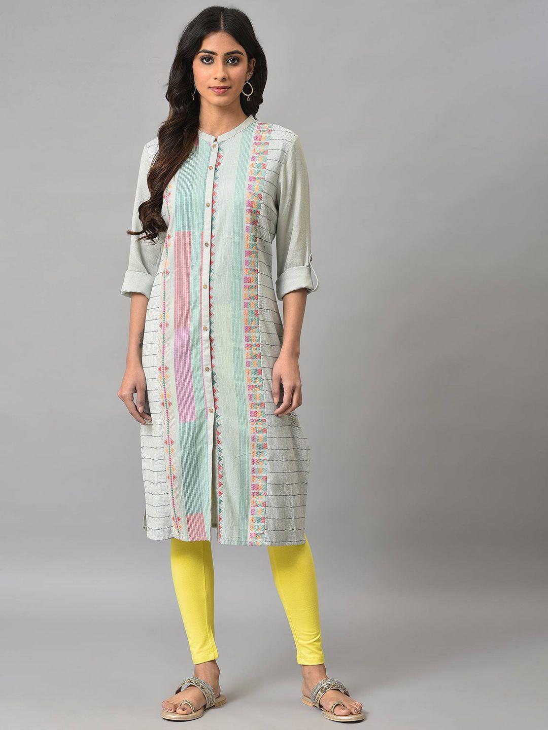 w women geometric striped indie prints kurta