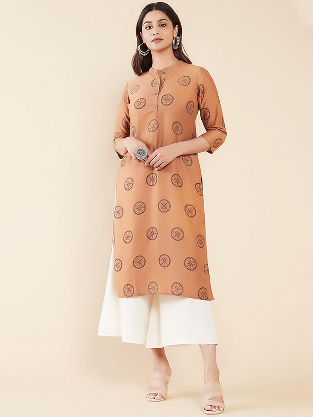 maybell women geometric printed silk kurta