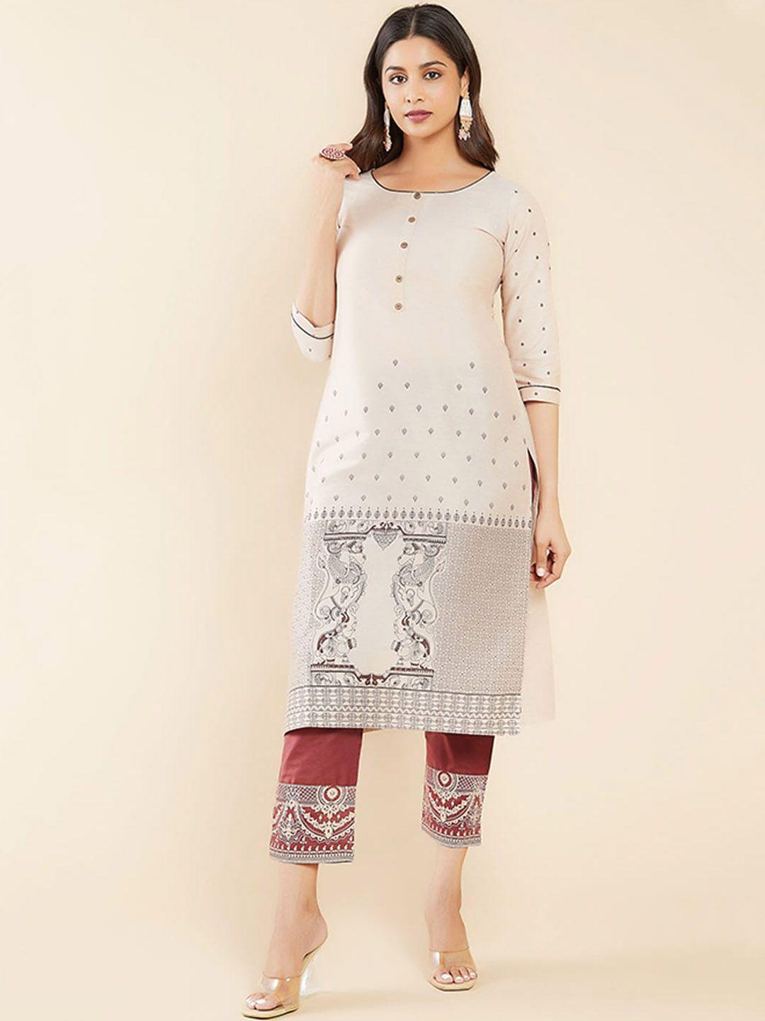 maybell women ethnic motifs printed silk kurta