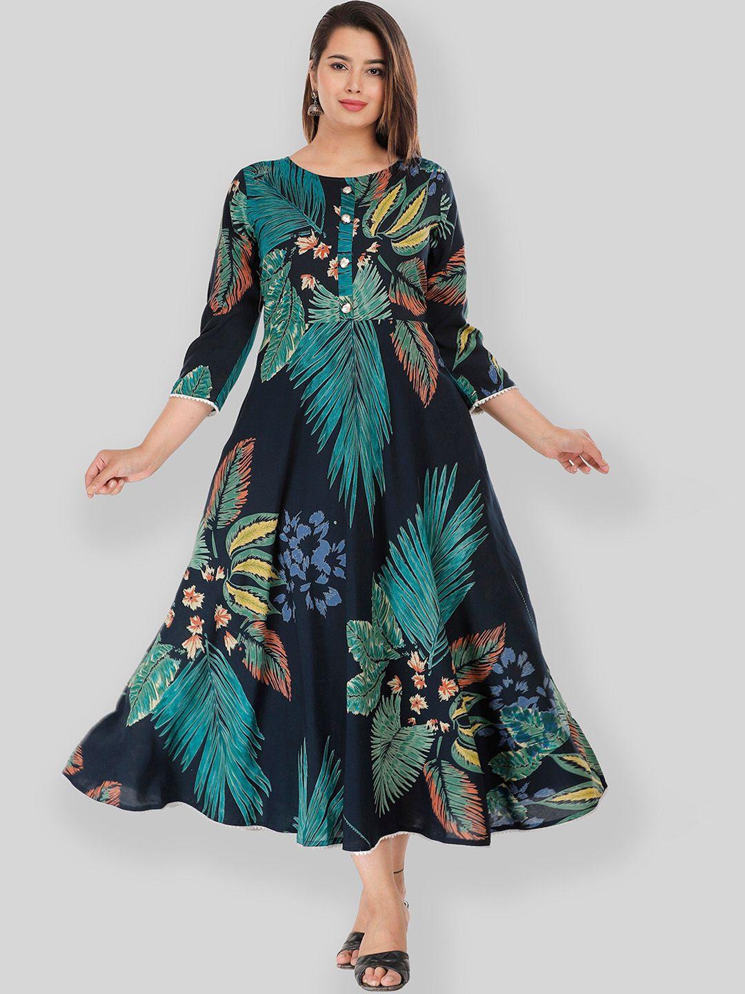 kalini tropical printed midi dress