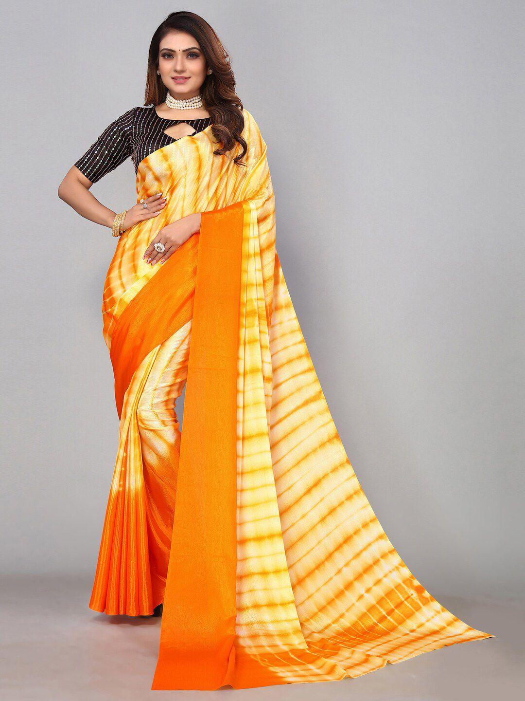 siril tie and dye silk blend saree with blouse piece