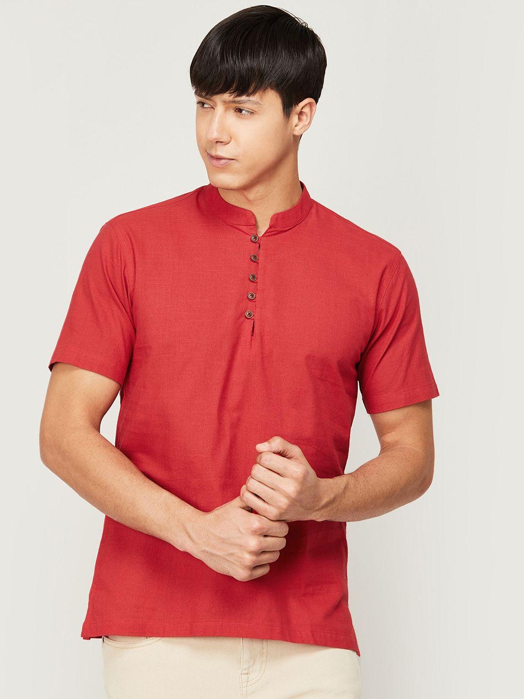 melange by lifestyle men mandarin collar pure cotton kurta